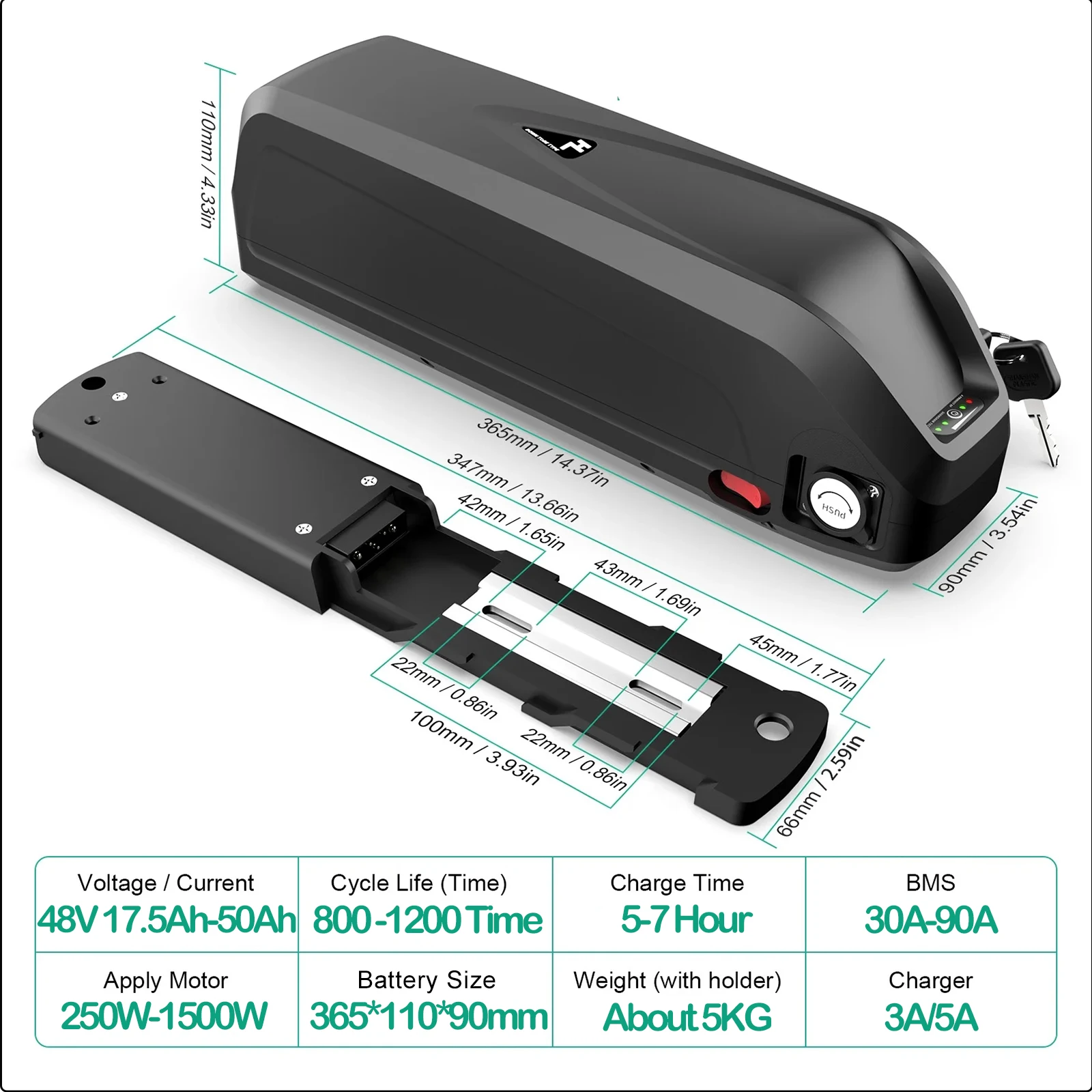 Аккумулятор для электровелосип – обзор и цена Ebike Battery 48V 20Ah Hailong