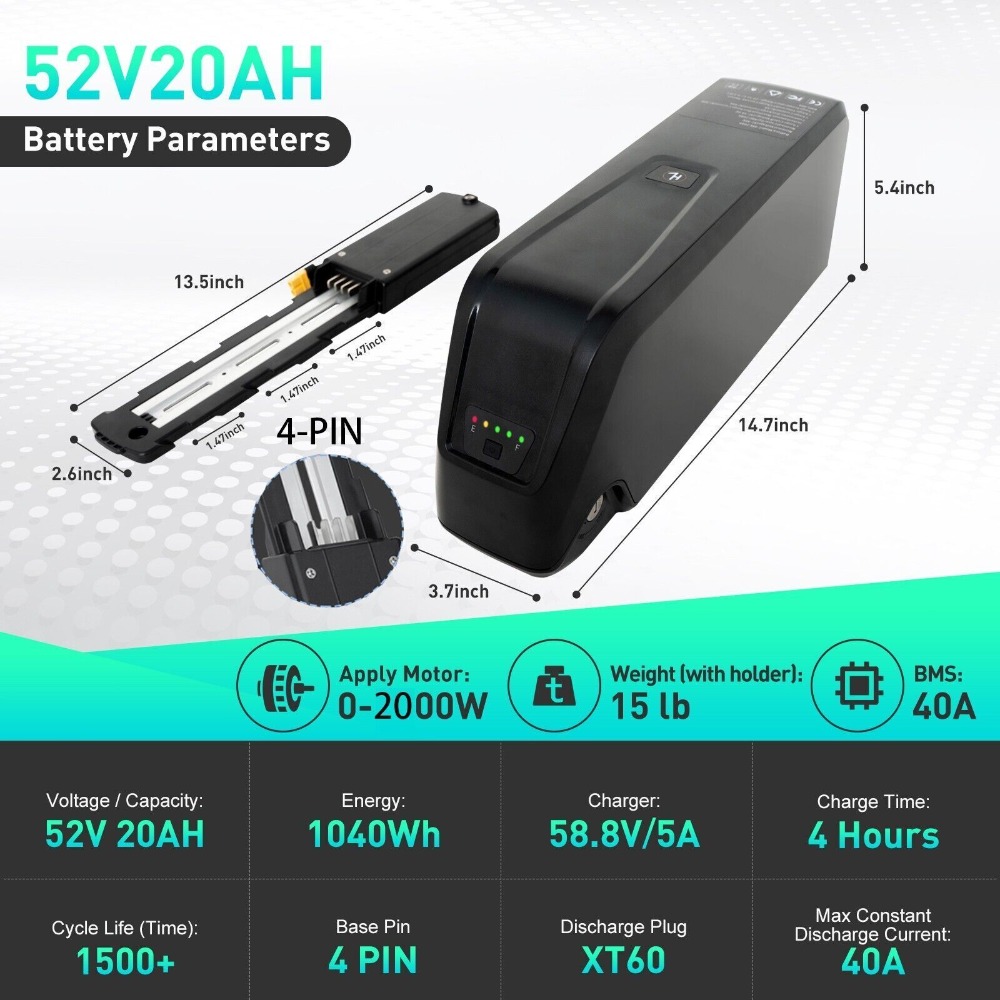 52 В Hailong Аккумулятор 4-кон – обзор и цена Ebike Battery 48V 20Ah Hailong